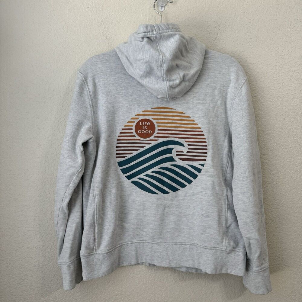 Life is Good Sweater Womens Size XS Hoodie Pullover Graphic Gray - Picture 1 of 7